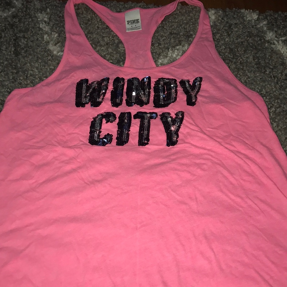 Pink sparkly muscle tee